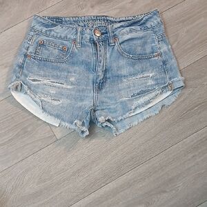 American Eagle Outfitters Blue Jean Shorts Distressed Style Size 2